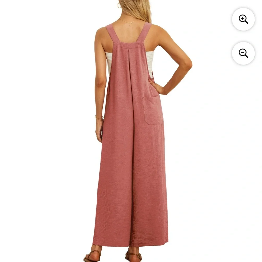Cueply Women's Overalls Jumpsuits Adjustable Straps Wide Leg 05 Rust Red L NWT